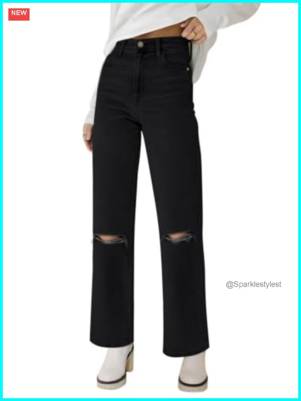 Cropped Straight Leg High Waisted Frayed Stretchy Jeans